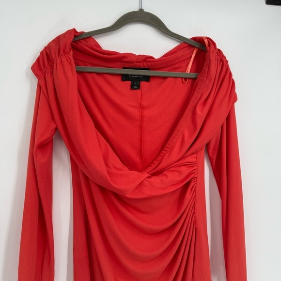 St. John Couture Surplice Drape Neck Long Sleeve Blouse Shirt Top Orange Size 8 - Picture 4 of 9